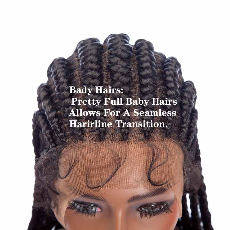 Synthetic Hair Braided Ponytail Lace Front Wigs Kinky Curly Frontal with  Baby Hair for Women, Cornrow Box Braided Wigs 